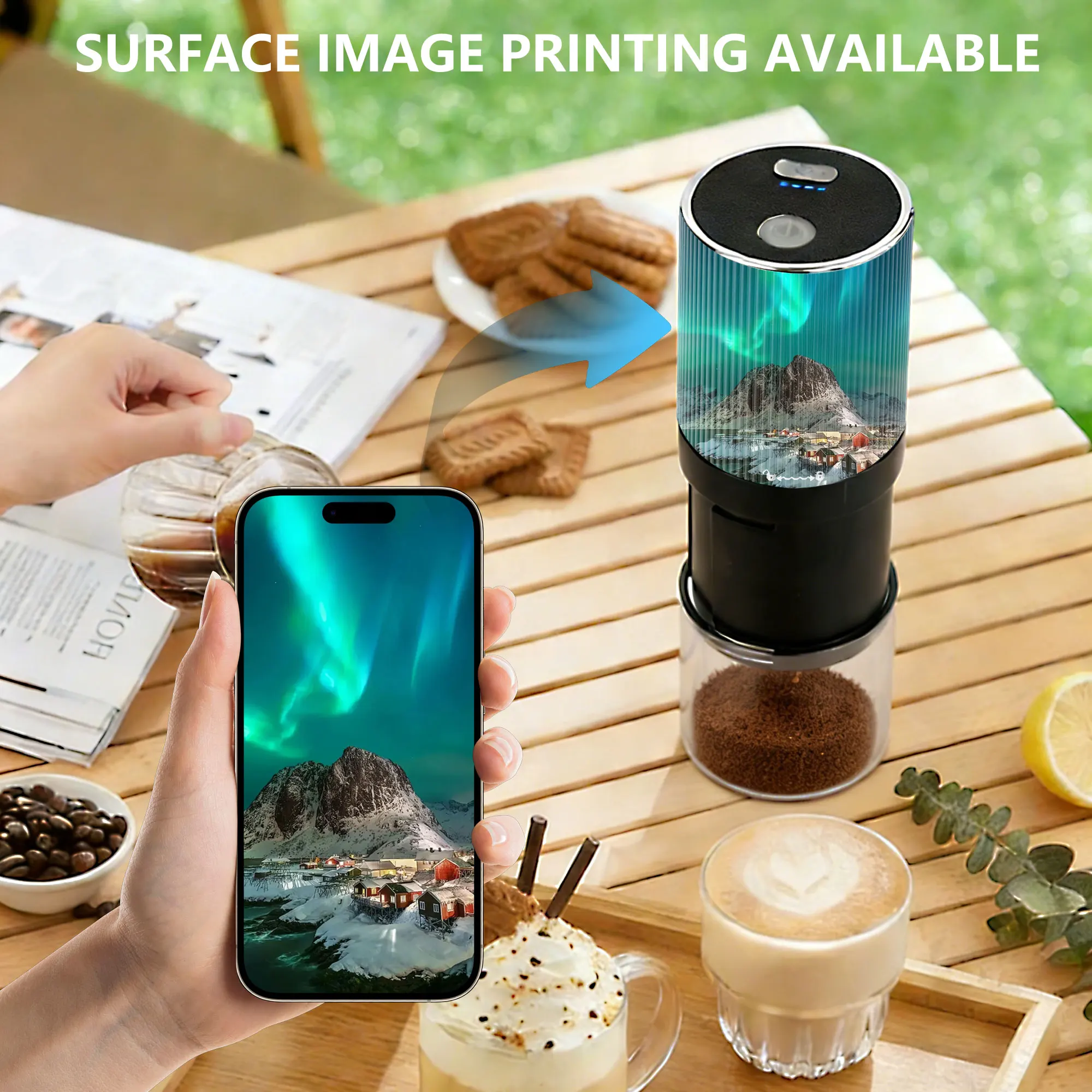 

Custom Electric Coffee Grinder, Portable USB Rechargeable Mini Coffee Mill with Personalized Design, Ideal for Travel, Birthday