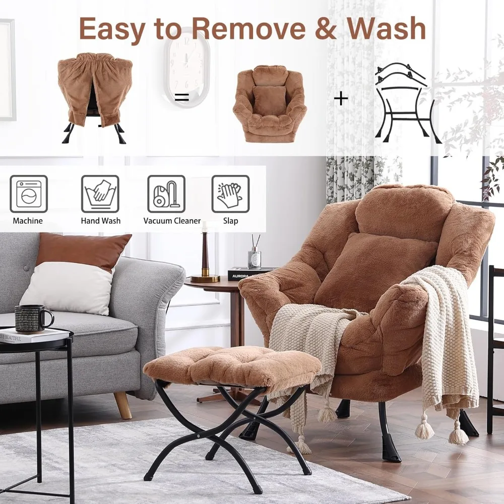 Przytulny fotel z podnóżkiem do relaksu, wyściełane siedzisko do czytania, wygodny fotel rozkładany z podnóżkiem, przestronny fotel do sypialni.