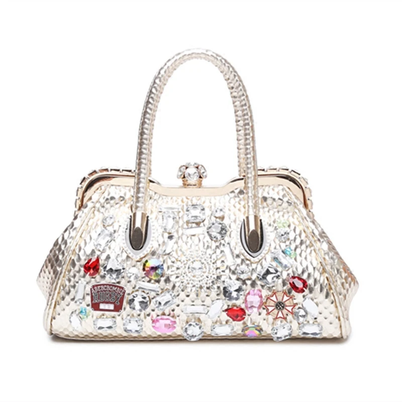 2023 new Women color diamond bag with diamond clip with drill handbags rhinestone female evening bag oblique shoulder bags lock