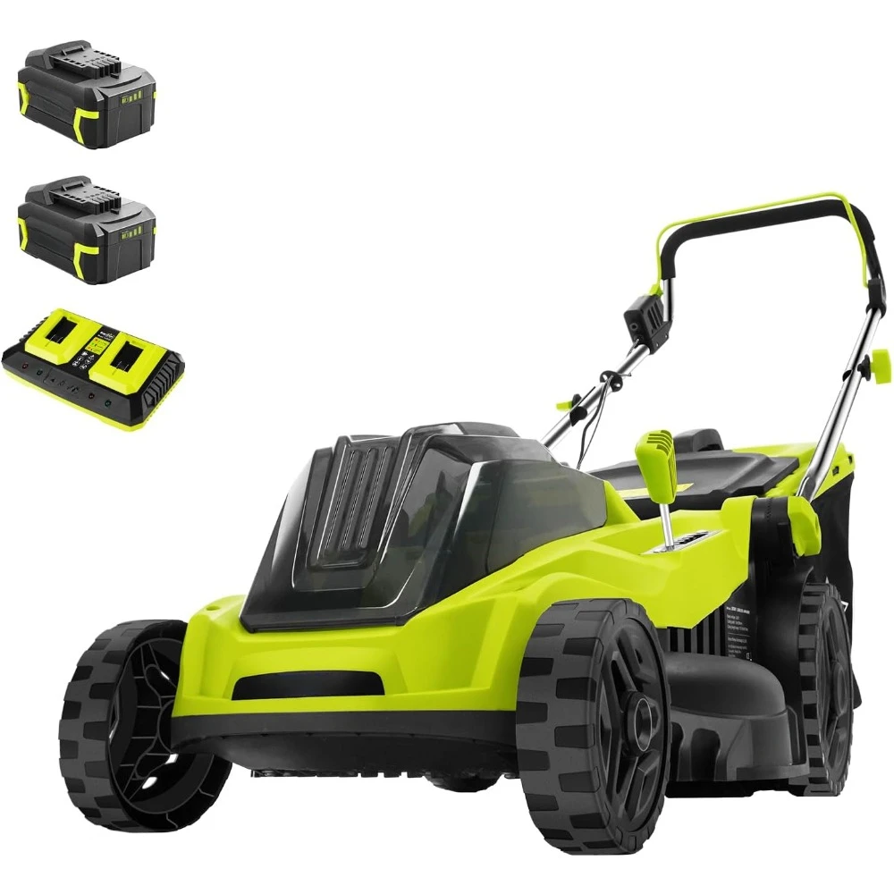 

Brushless Push Lawn Mower, Cordless Electric Lawn Mower, Equipped with 2 4.0Ah Batteries and Fast Charger, 40V, 16 Inch