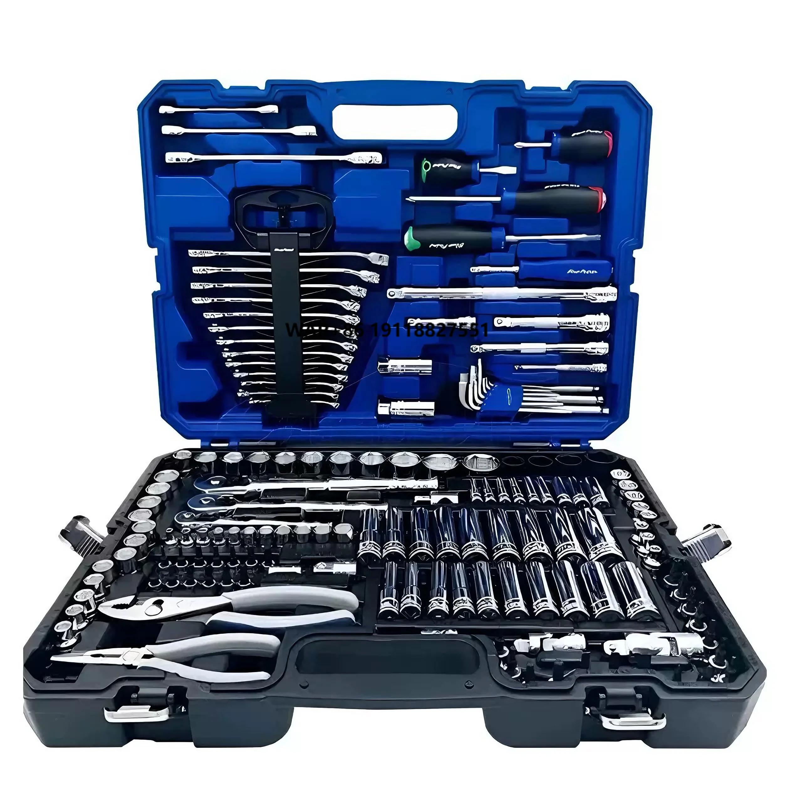 Blue Point Tools 151-Piece Auto Repair Tool Box Set Hard for Ratchet Wrench Screwdriver Pliers Vehicle Repair Combination Kit