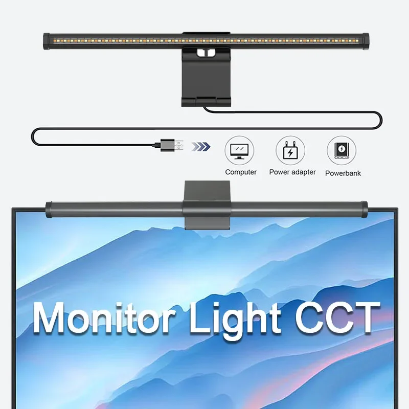 Eye-Care Desk Lamp 44CM LED Computer PC Monitor Screen Light Bar Non-symmetrical Lighting Hanging Table Lamp for Work Study Read