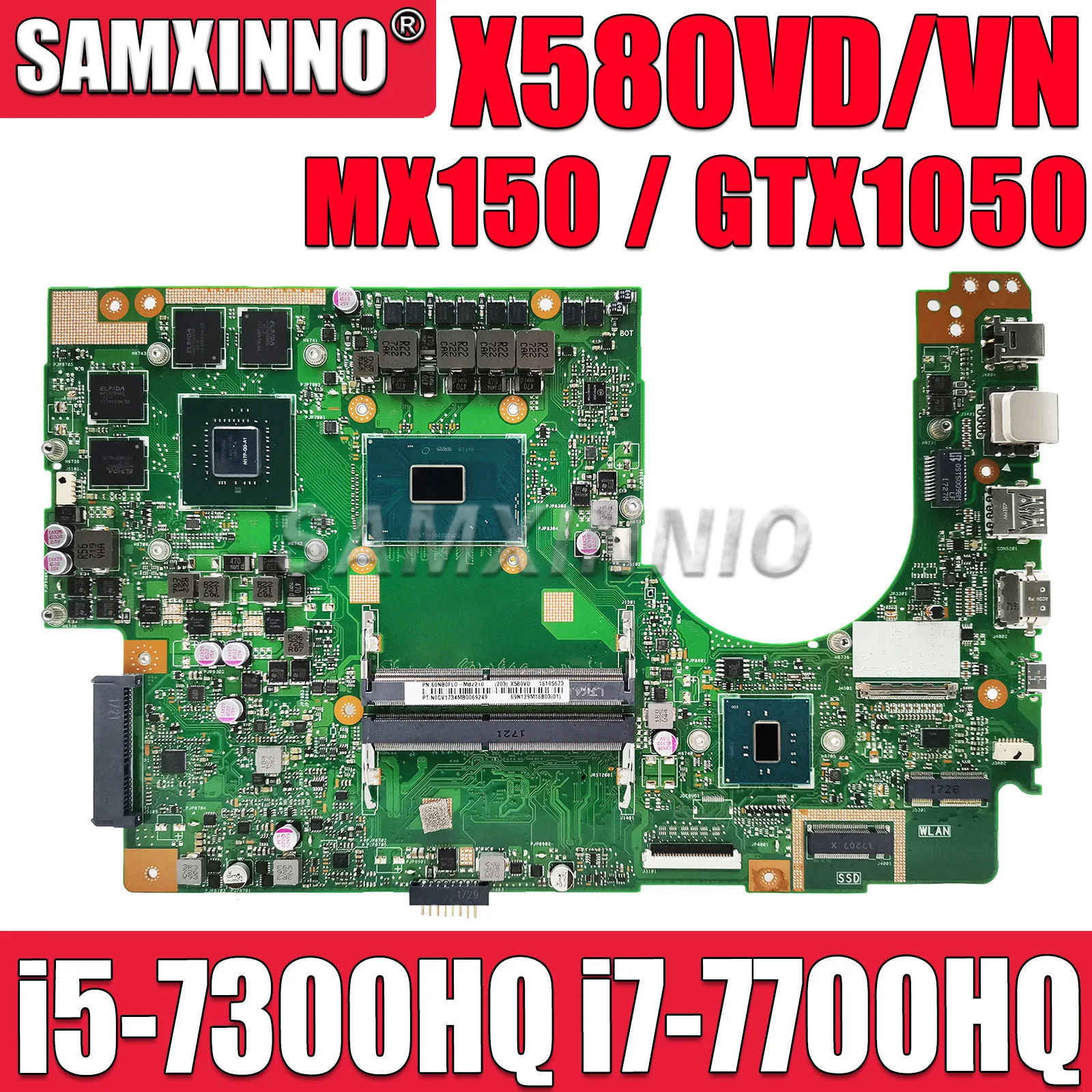 

X580VD Mainboard For ASUS X580VN N580V N580VD X580 X580V Laptop Motherboard i5-7300HQ i7-7700HQ CPU GTX1050 MX150 GPU DDR4