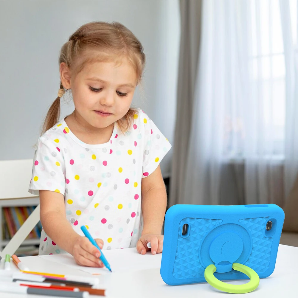 QPS-Tablette Android 12 pour enfants, 8 ", 2 Go, 32 Go, Façade, Core, WiFi, Google Play, Enfants en hébreu, Étui étanche pour enfants, 4000mAh