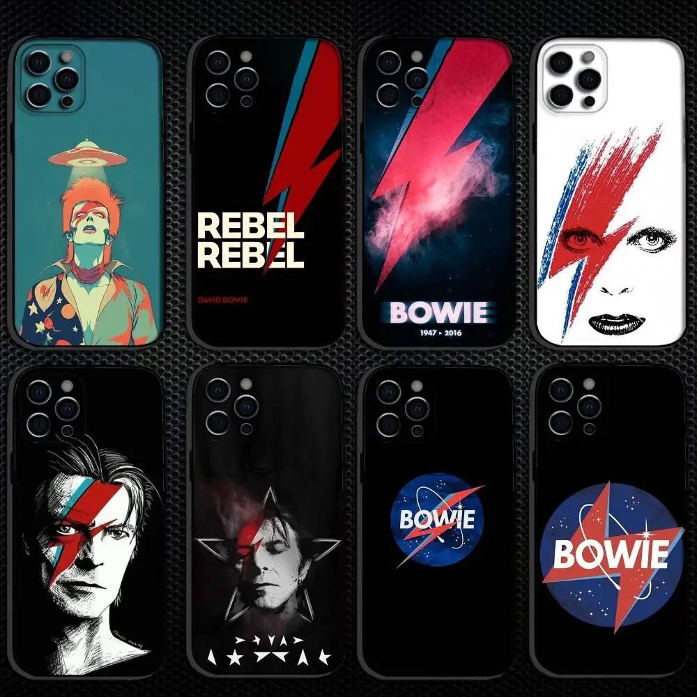 

D-David Singer B-Bowie Phone Case For iPhone 16,15,14,13,12,11 Plus,Pro Max, Soft Silicone Black Cover