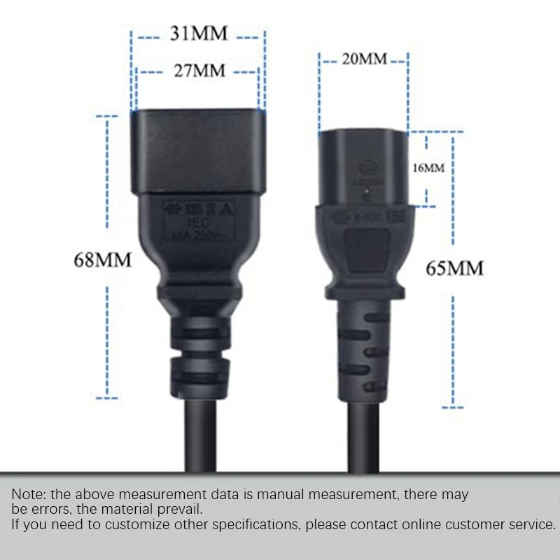 

New--IEC 320 C13 To C20 AC Power Supply Extension Cord Adapter For PDU UPS(1.8M)