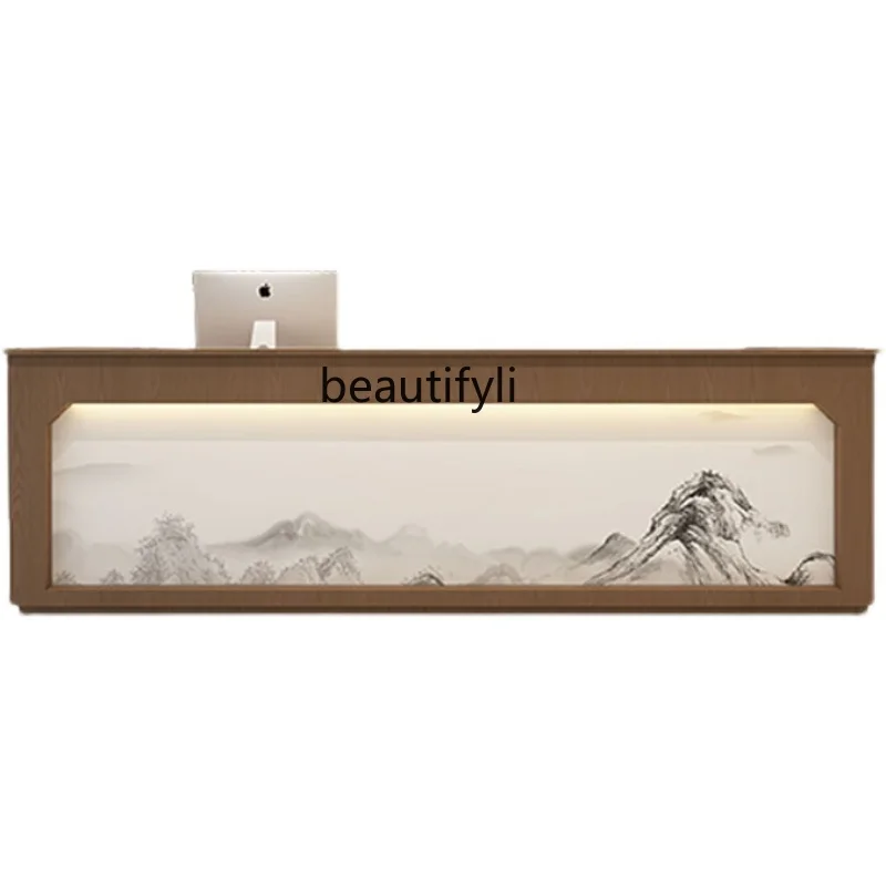 

Chinese Cashier Tea House Foot Massage Light Luxury Bar Pavilion of Regimen Reception Desk Customized Cabinet Table Cashier