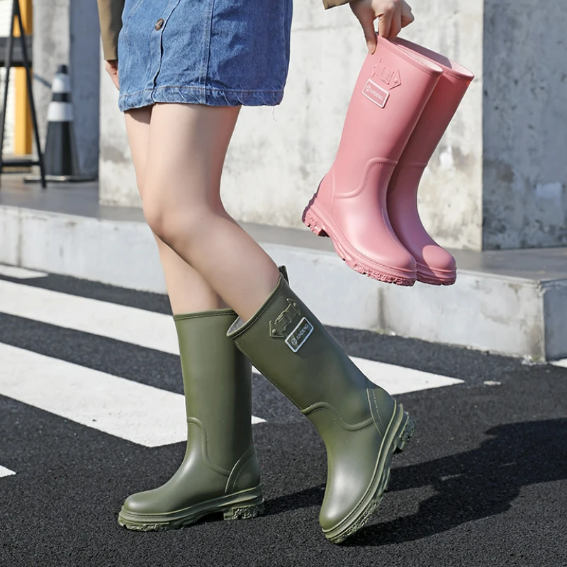 Women's High Rain Boots Waterproof Rubber Shoes Woman Work Garden Galoshes Outdoor Fishing Water Botas De Agua Para Mujer Adulta