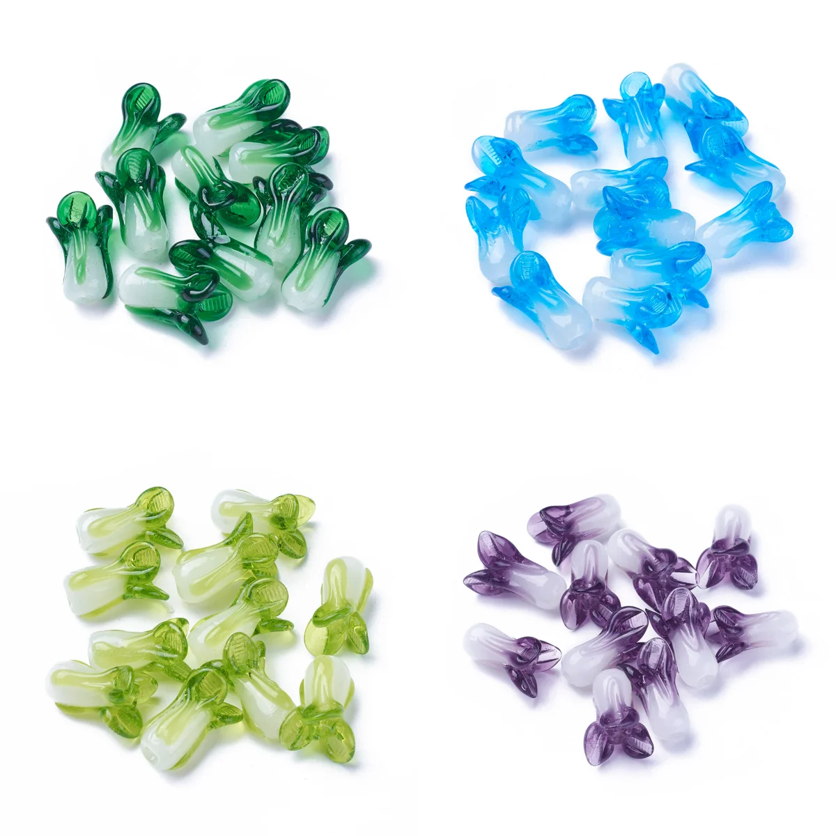 

20pcs Cabbage Handmade Lampwork Beads Loose Glass Beads for DIY Crafts Jewelry Making Earrings 6 Color 19~21x12~14mm Hole: 1.6mm