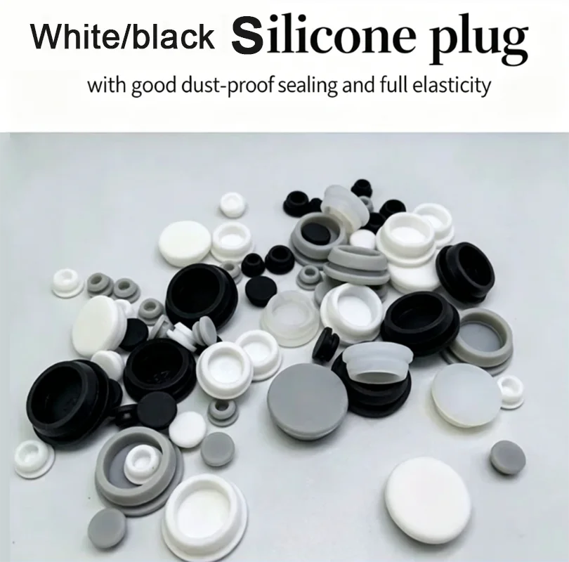 White/black High Temperature Resistant T-Shaped Silicone Hole Plug Round Cap Blunt Bottle Mouth Dust Stopper Hollow/51.3-108.6Mm