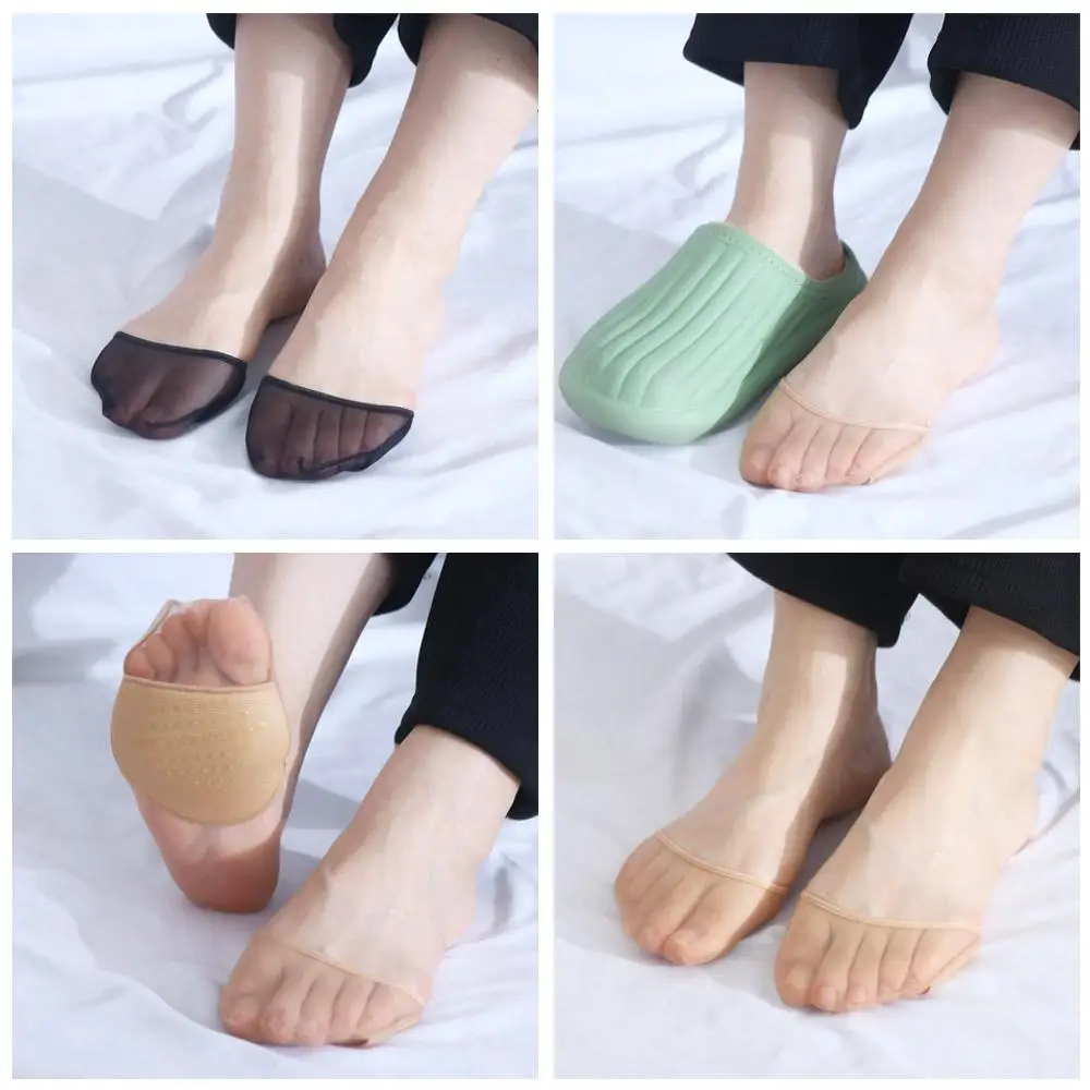 

High Heels Breathable Anti-Slip Summer Silicone Dotted Forefoot Insoles Women Hosiery Invisible Socks Half Palm Socks