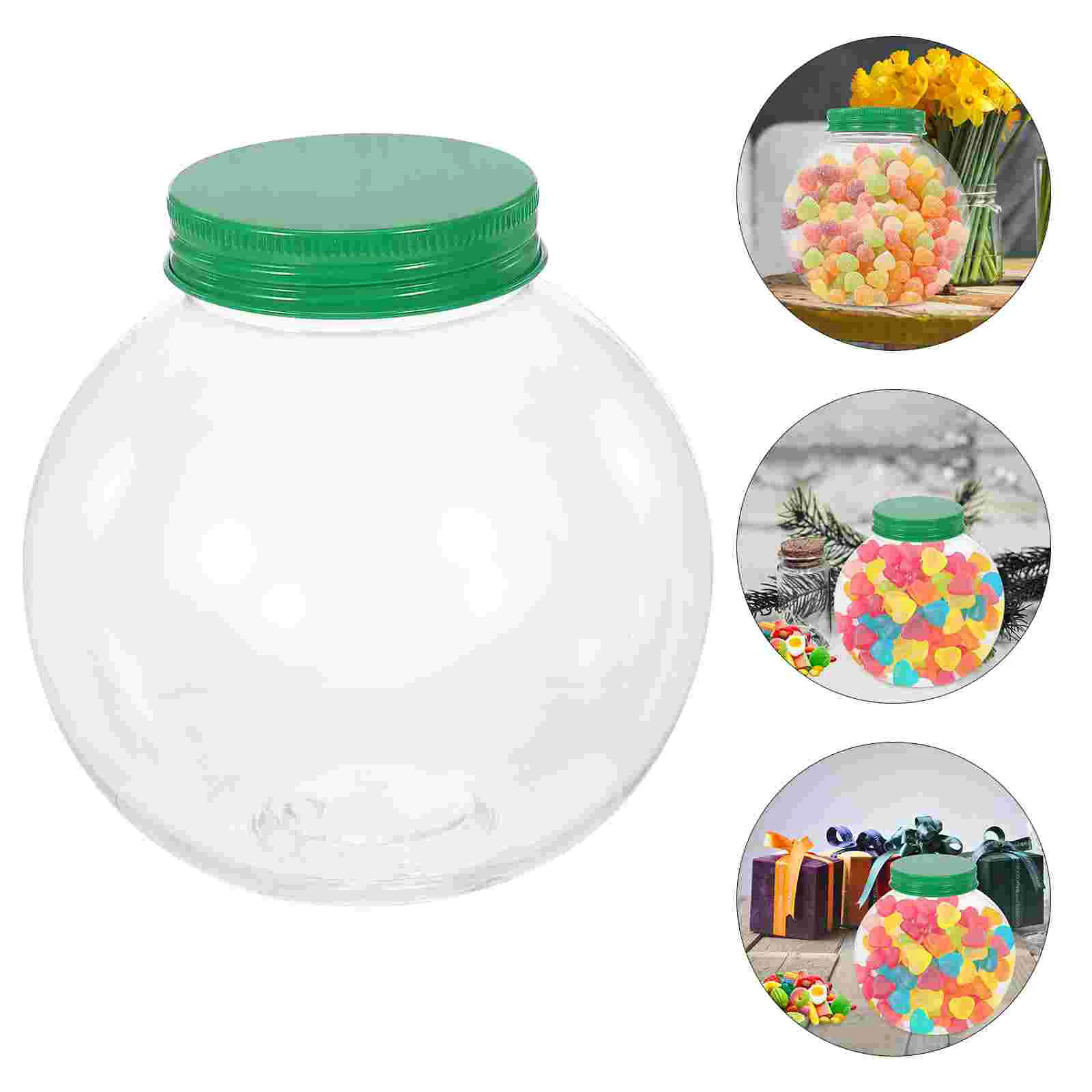 

5 Pcs Christmas Candy Jar Bowls Ball Shaped Bottle Halloween Dish Storage Rectangle Xmas Plastic Jars