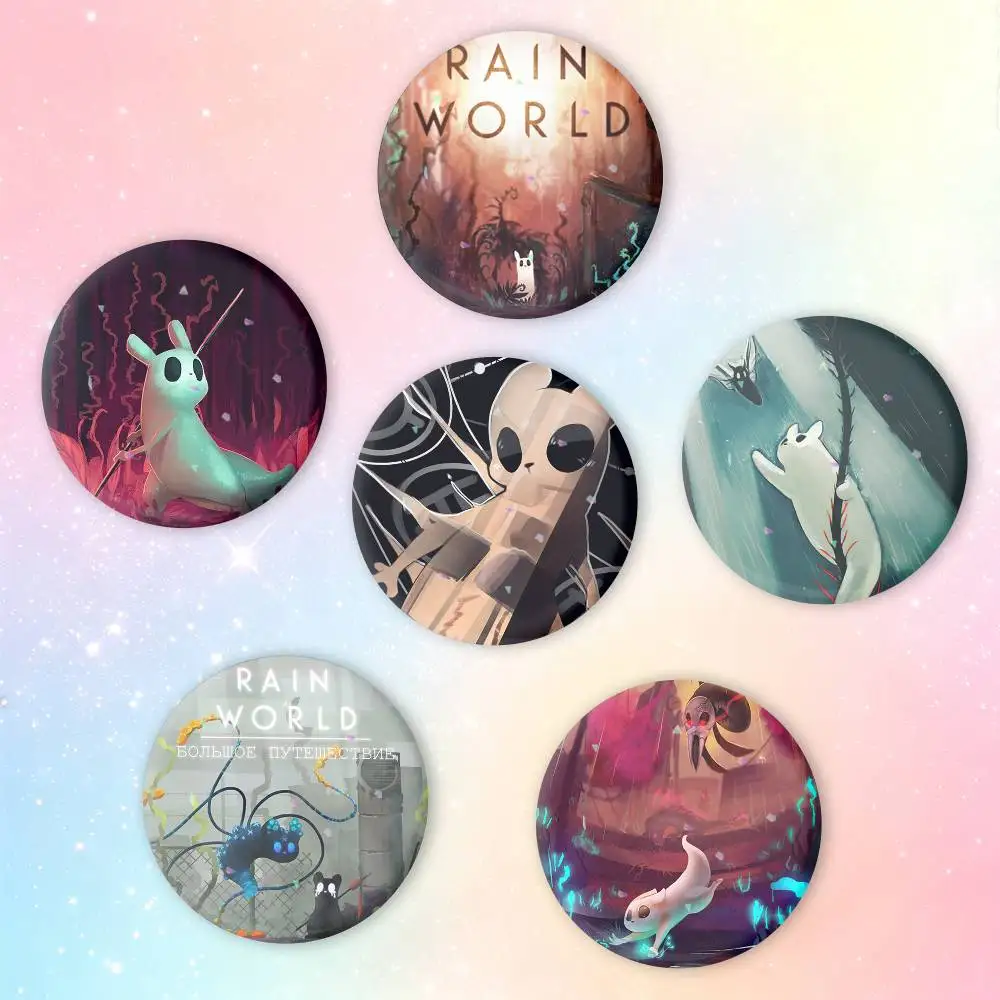 R-Rain World Video Game Brooches Cartoon Badge Pins Backpack Hat Accessories Friend Gift