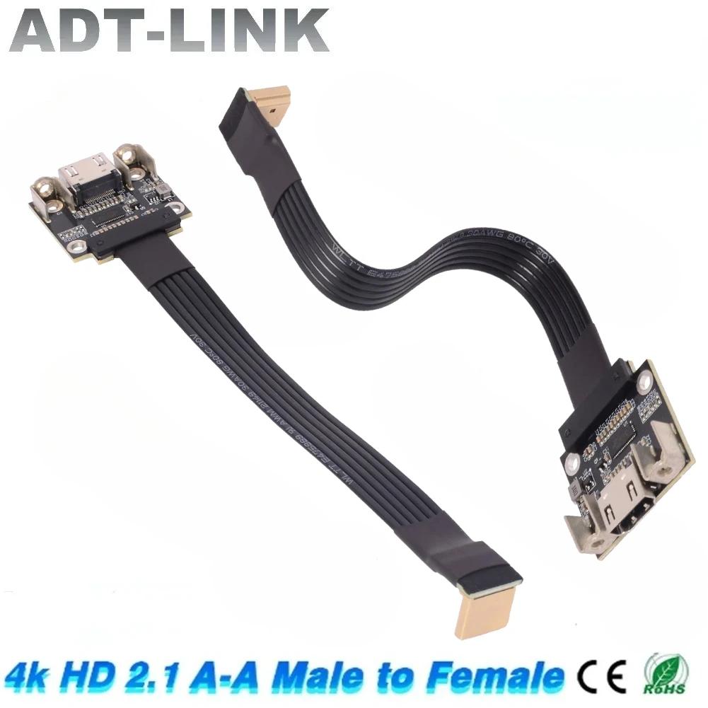 

ADT HDMI2.1 Built-In Extension Cable A Type A Shielded HD V2.1 V2.0 Male/Female Ribbon Cable 2K 4K/144Hz For HDTV Video Extender
