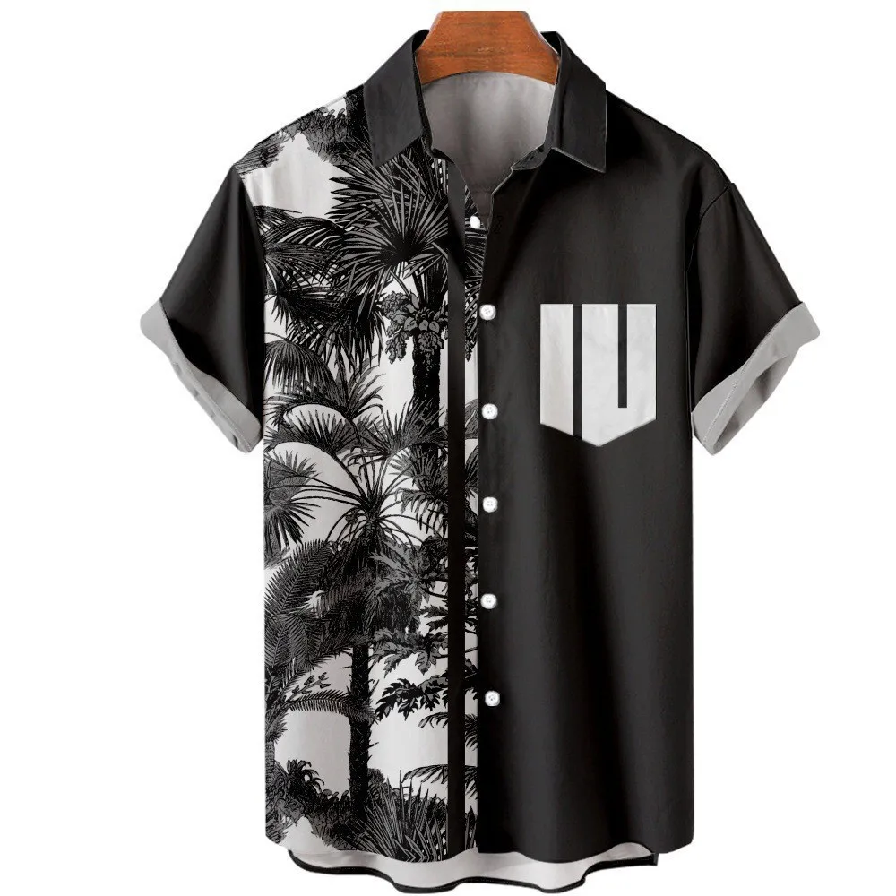 

Popular Plant color blocks coconut tree 3D Print Men Single Breasted shirt Women Blouse Short Sleeve Summer Flip collar shirts