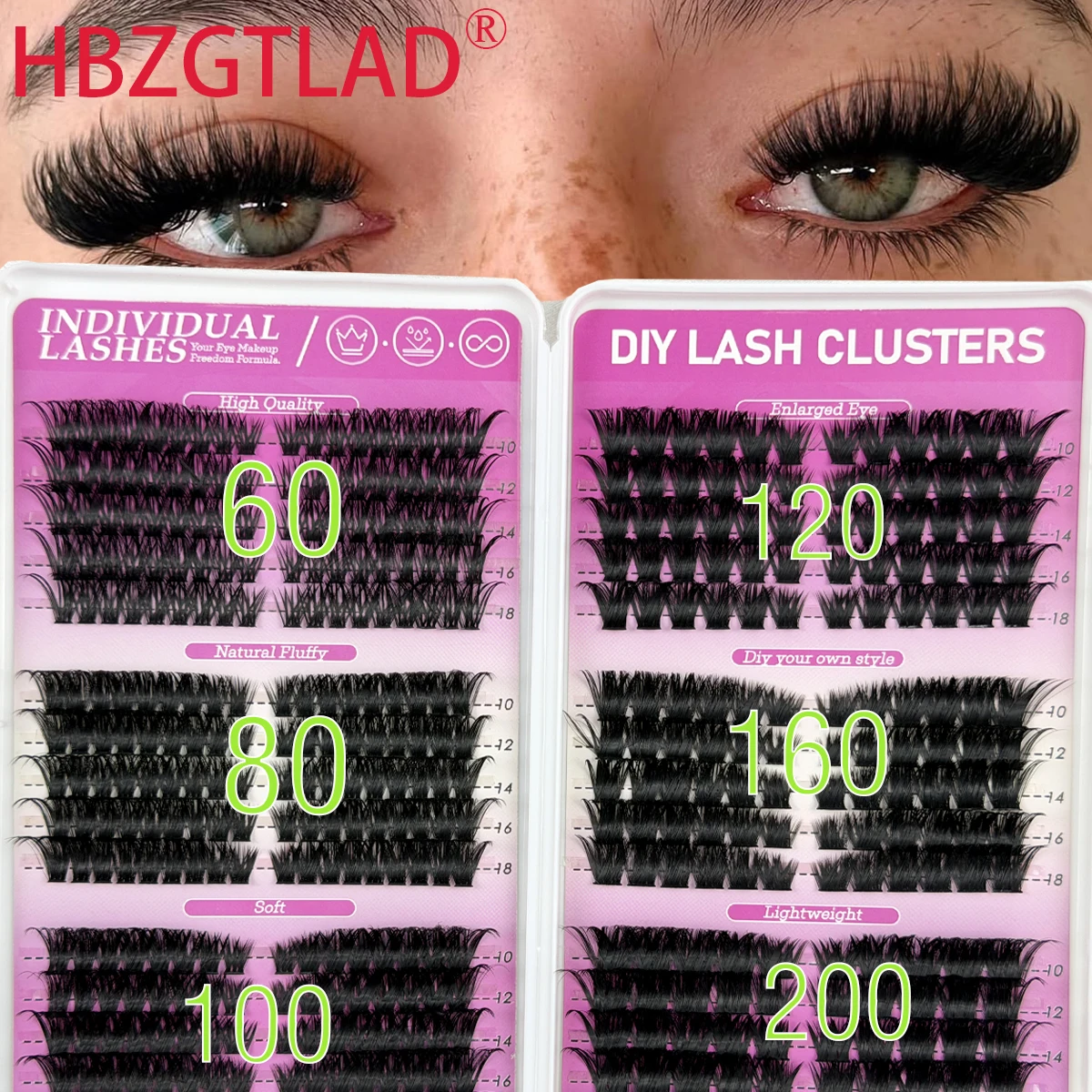 60P-200P Flauschige Cluster-Wimpern 3-in-1 Wimpernverlängerung DIY Katzenaugen-Wimpern & Untere Wimpern Gemischtes Set Einzelne Wimpern