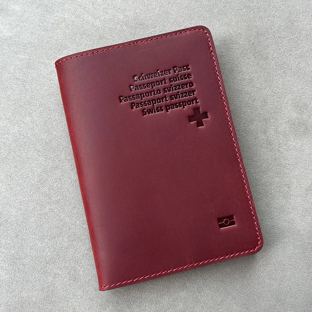 Real Leather Switzerland Passport Cover Genuine Leather Travel Passport Holder Full Grain Leather Passport