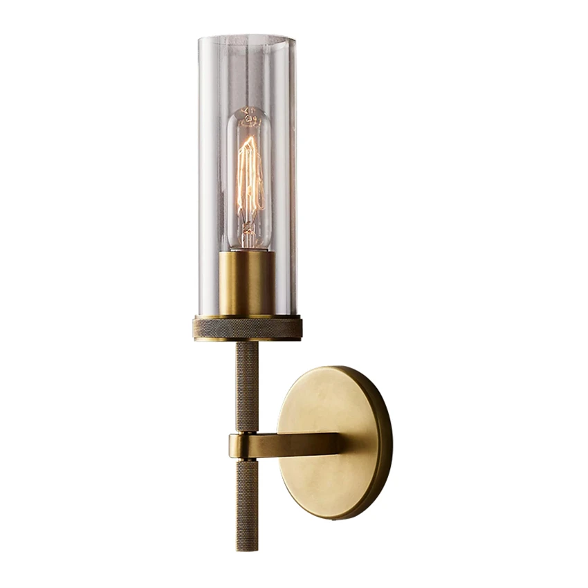 All copper glass bracket wall lamps living room bedroom American modern Chinese luxury balcony staircase vintage sconces lights