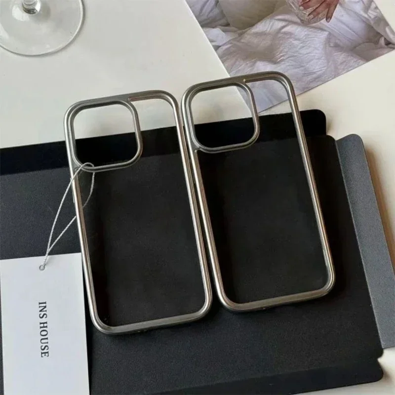 Simple Solid Color Case Compatible for IPhone 16 15 11 13 12 14 Pro Max XR 7 8 Plus X XS MAX SE 2020 Luxury Electroplated Case