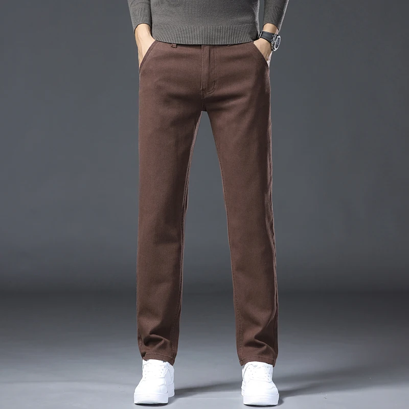 2025 جديد رمادي داكن مطاطا الجينز الرجال القطن لينة مريحة الأعمال عادية الدينيم السراويل الملابس الكورية ربيع الخريف بنطلون #3