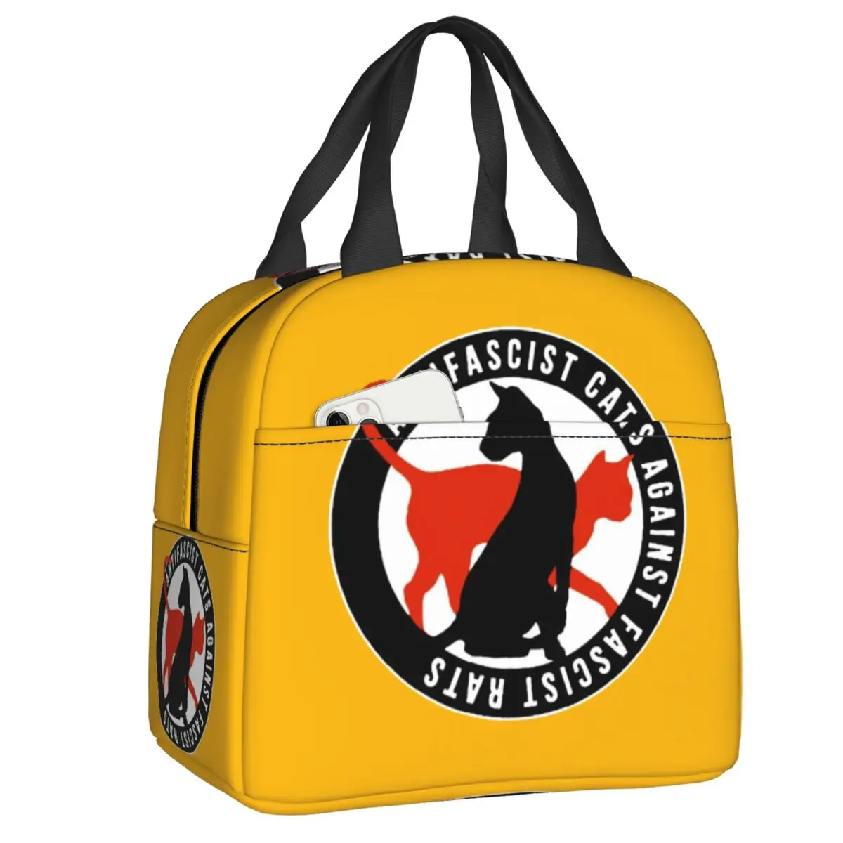 

Custom Antifascist Cats Against Fascist Rats Insulated Lunch Tote Bag for Women Resuable Thermal Cooler Bento Box Kids Children