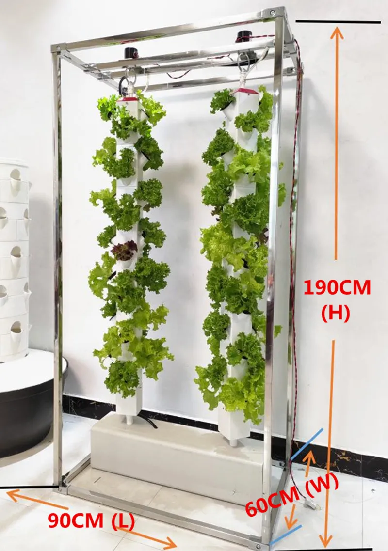 Kompletny zestaw obrotowego systemu uprawy hydroponicznej, szklarnia w pomieszczeniu, 7-warstwowa, 56 strój roślin, podwójna wieża Aeroponic ze