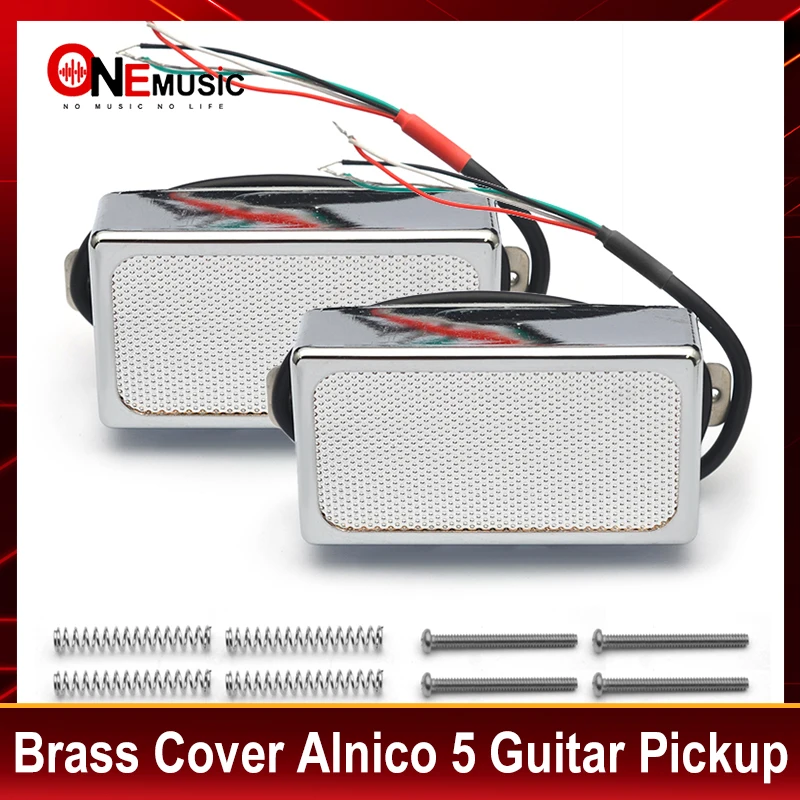Brass Cover Alnico 5  LP Style Guitar Humbucker Metal Mesh Surface Guitar Pickup 4 Coil Cable 7.5k/15k Coil Splitting Alnico V