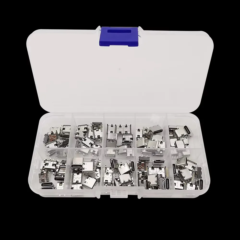 80/100/150 Teile/schachtel Typ-C USB Stecker Lade Port 2/6/16Pin SMD SMT PCB USB-C Buchse Für Telefon und Digitale Produkt Reparatur Kit