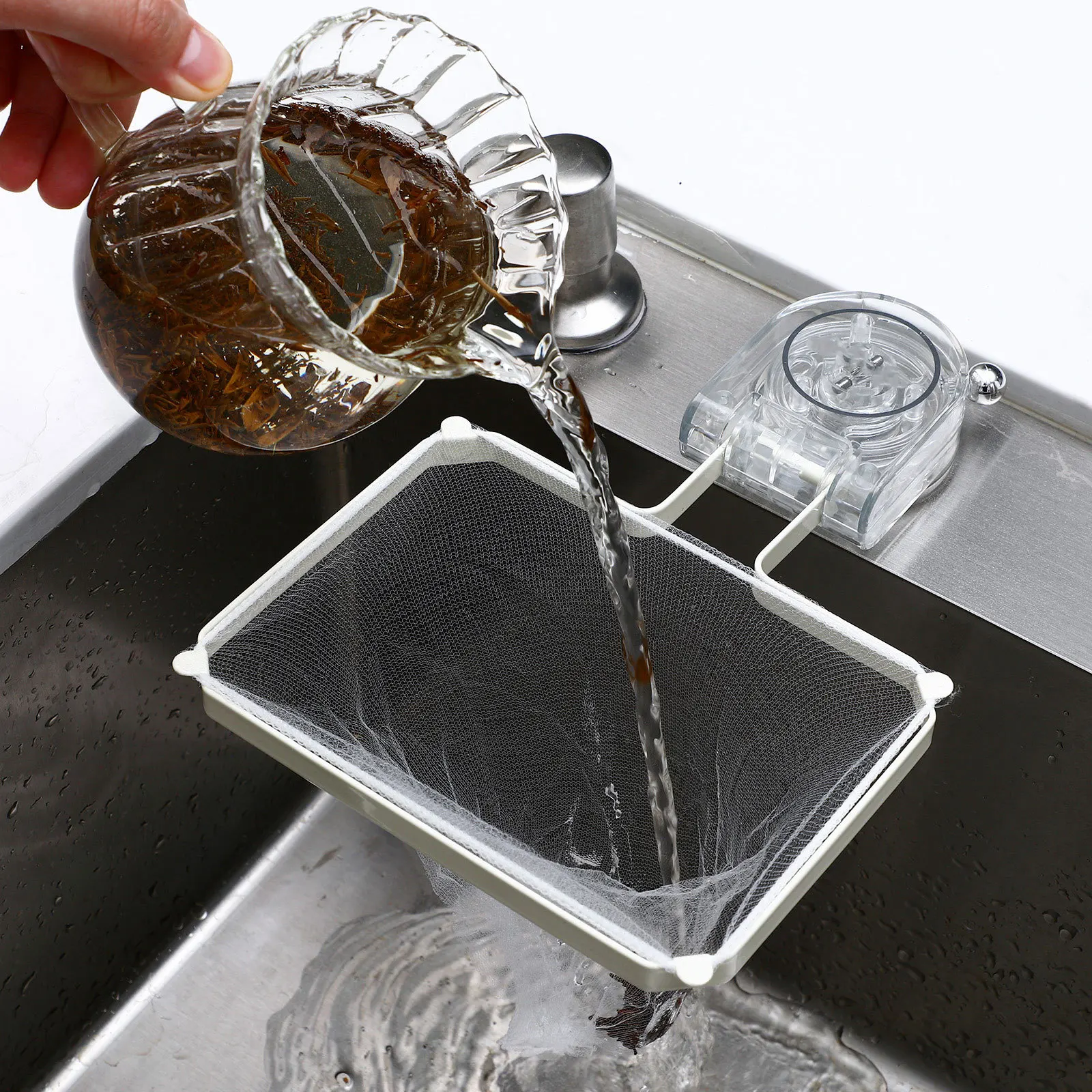 

Kitchen Sink Food Catcher Suction Cup Strainer Filter Net Space Saving Detachable Strong Material Waste Management