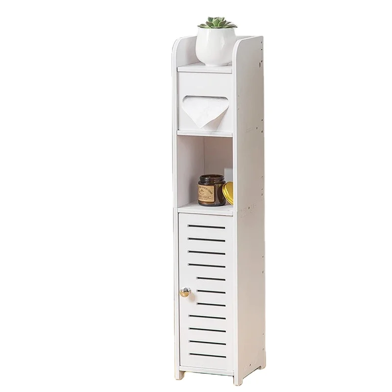 #￥PVC-wood-plastic Toilet Paper Holder Stand Free Standing Toilet Tissue Roll Storage Rack for Bathroom Bathroom Cabinet
