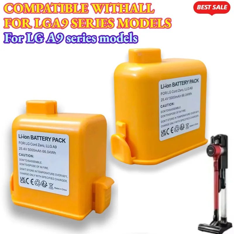 

25.4V Vacuum Cleaner Battery 5000mAh EAC63758601 EAC63382201 EAV63382202 MEV65921201 EAV63382204 for LG Cord Zero A9,A9+,A9 Plus