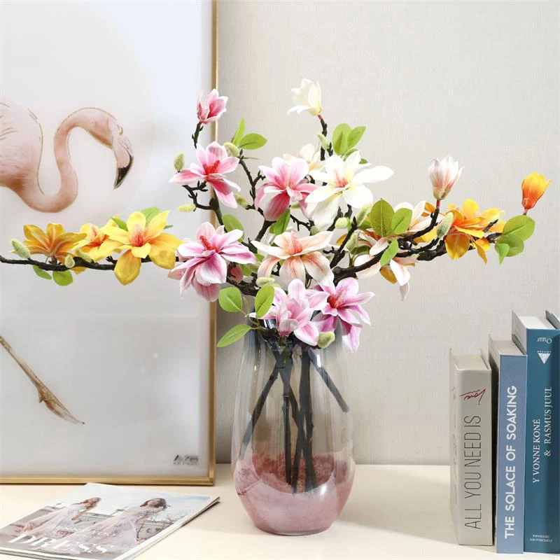 

Chinese Style Real Touch Magnolia Artificial Flowers Home Table Decoration Wedding Party Artificial Flower Photo Props Cute Gift