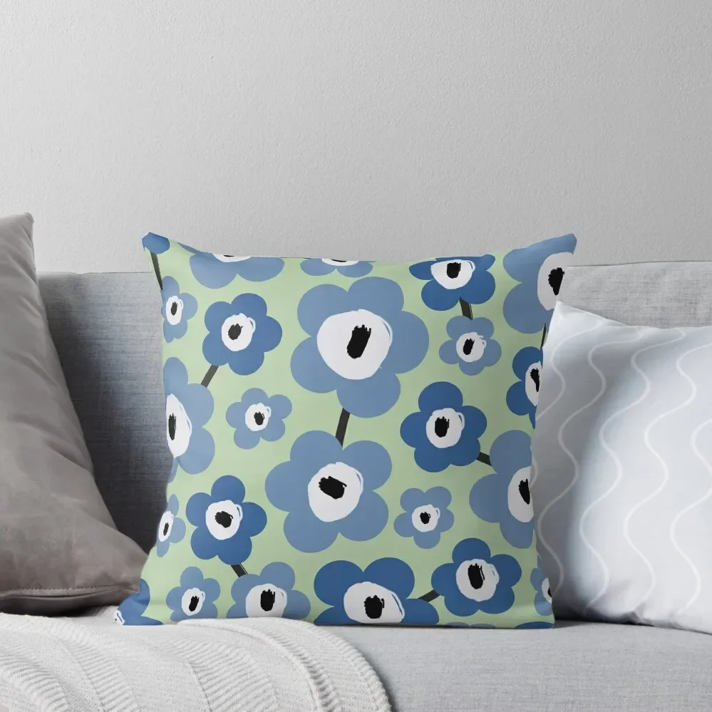 Iconic Retro Scandinavian Spring in Mint and Blue Throw Pillow Couch Cushions Luxury Pillow Case pillow