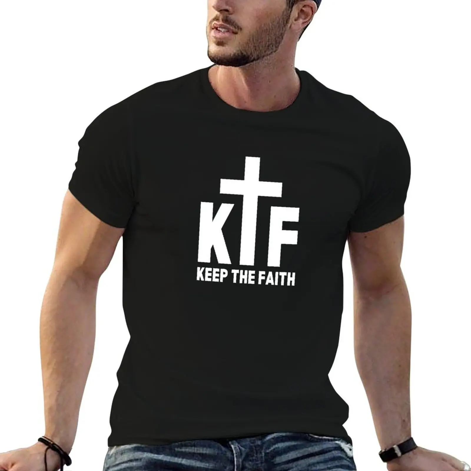 

KTF - Keep the Faith- inspirational advice quote with cross T-Shirt t shirt man plain man t shirt luxury T-Shirt