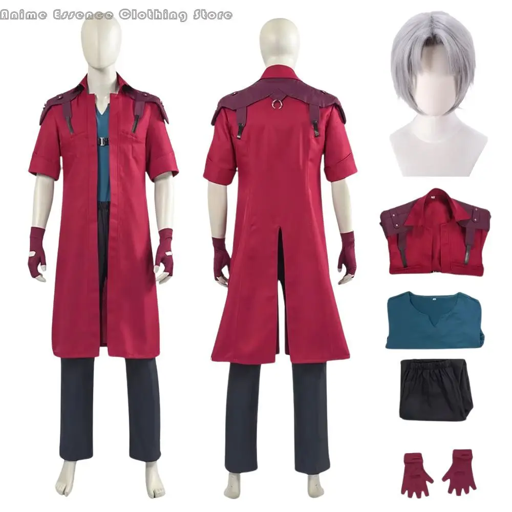 

for Adult Man DMC 5 Dante Cosplay Jacket Men Costume Disguise Jacket Coat Gloves Roleplay Outfits Halloween Carnival Suit
