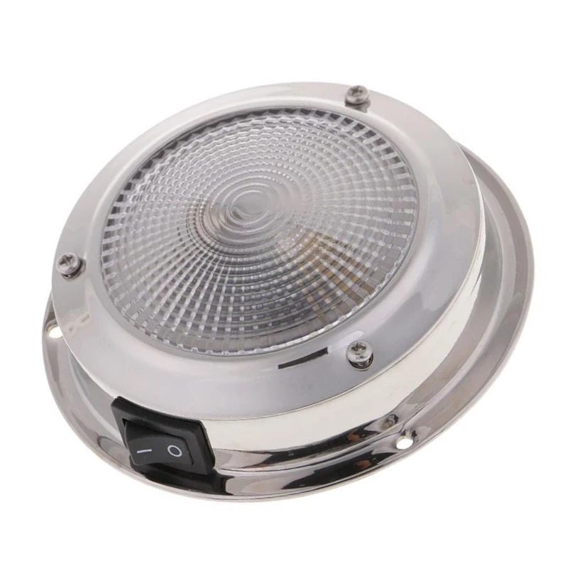 

12V 5.5" Stainless Steel Interior Housing Cabin Dome Ceiling Lamp Light for Yacht Boat Marine RV Bus