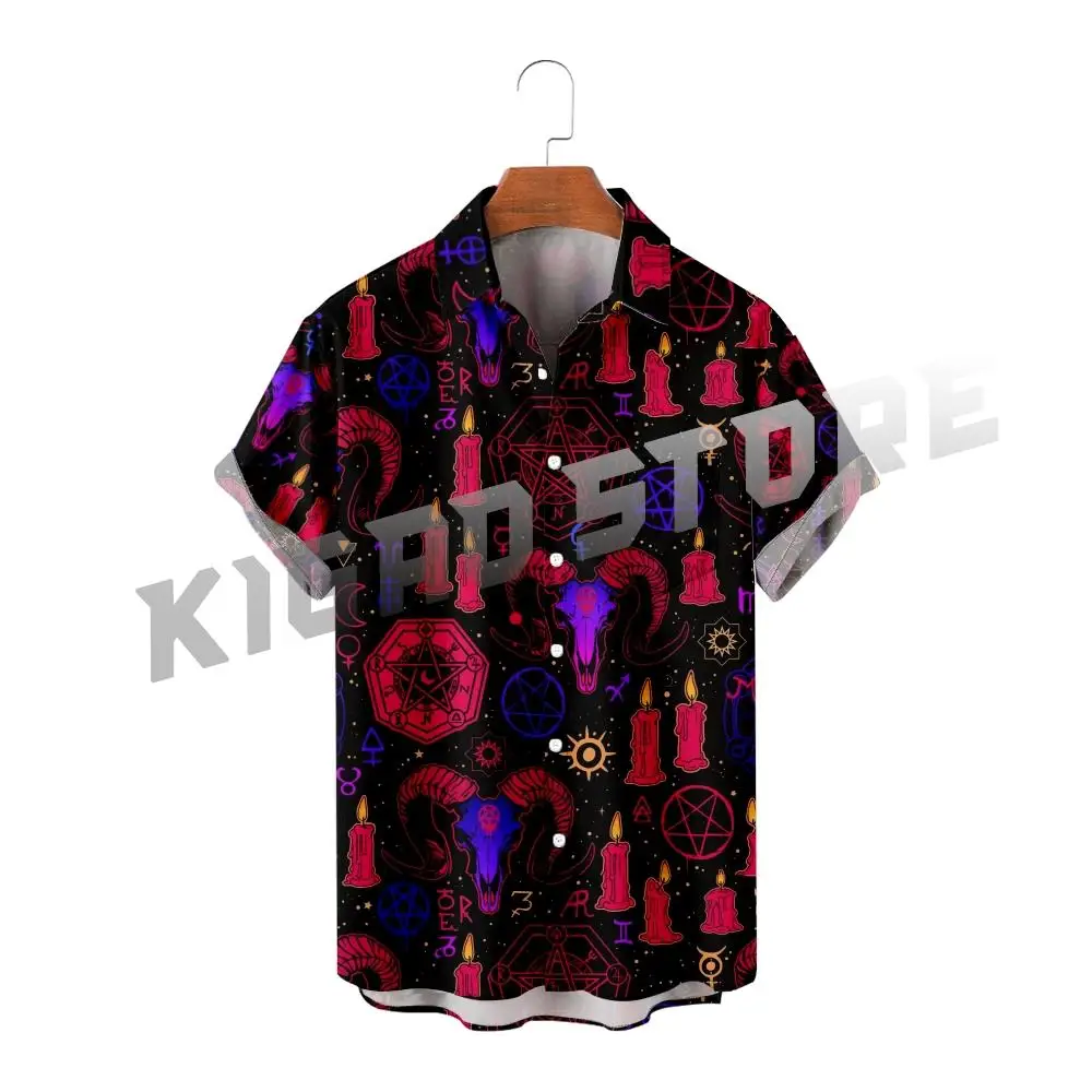 

Повседневная мужская гавайская рубашка для женщин, готический узор демона, 3D принт, Hombre, модная повседневная пляжная одежда больших размеров