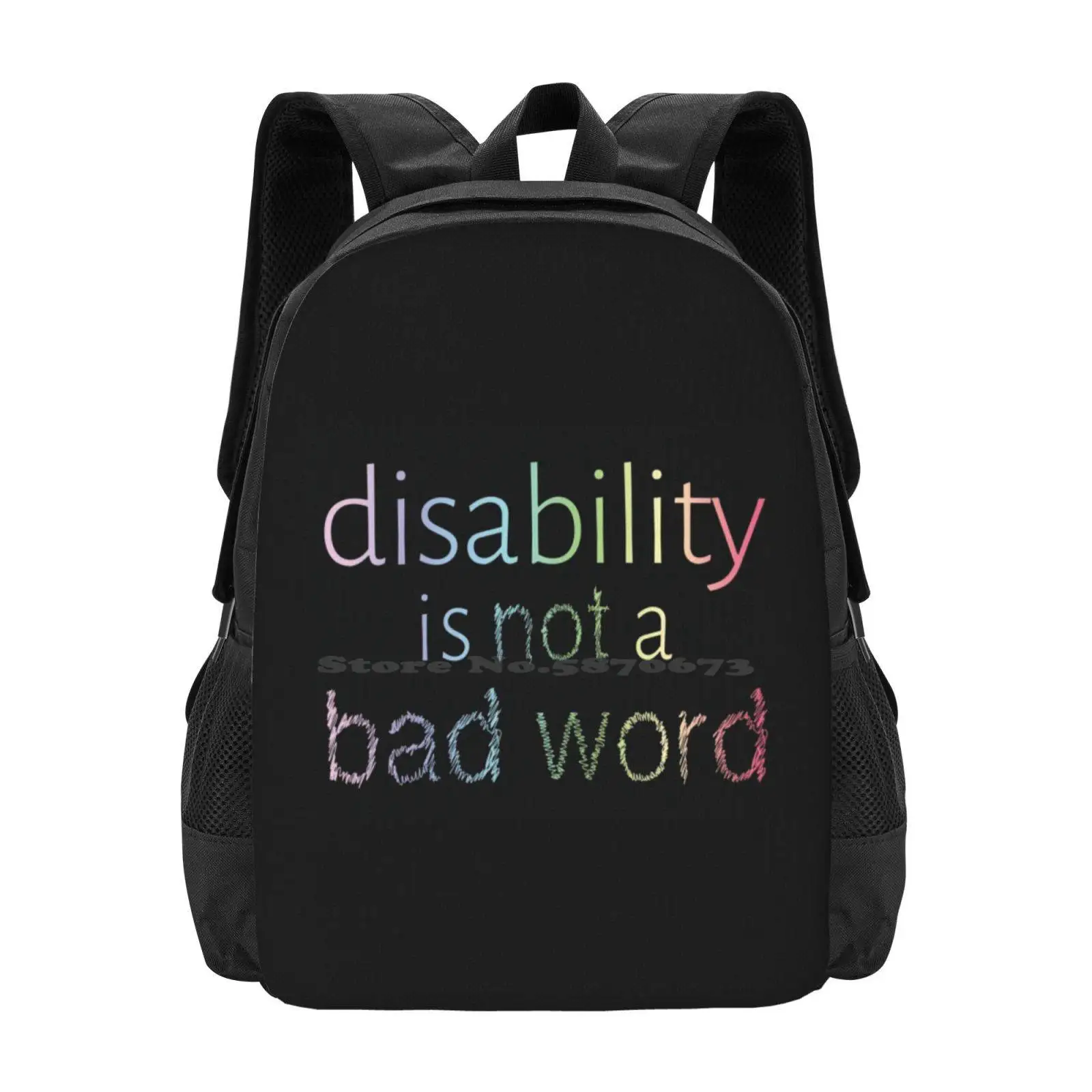 Behinderung ist kein schlechtes Wort-Pastell Regenbogen Neuankömmlinge Unisex Taschen Studenten tasche Rucksack Autismus Neuro divers ität behindert