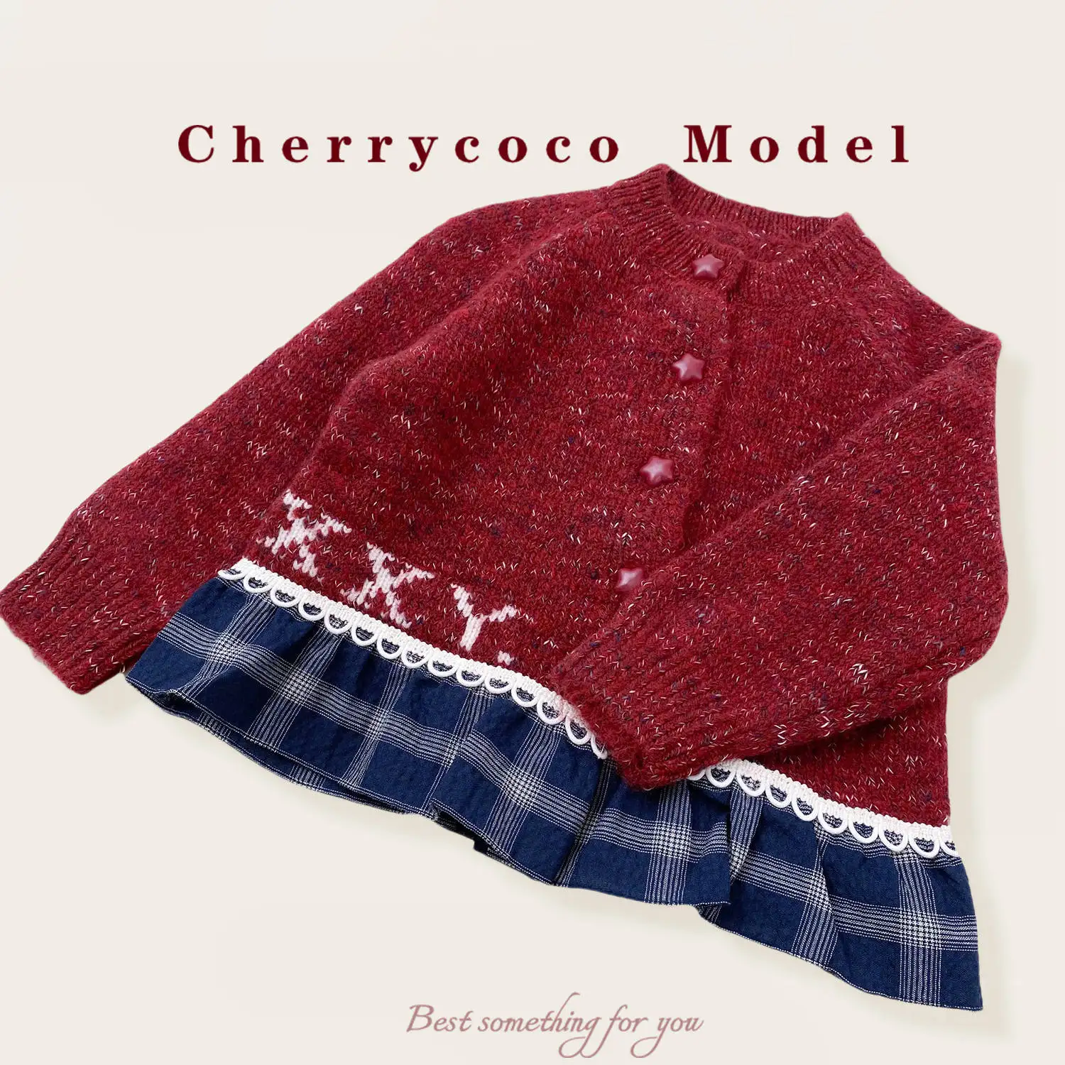 Girls' Sweater 2025 Autumn/Winter New Style Baby Girls' Elegant Checkered Splicing Knitted Cardigan Coat