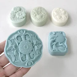 Creative Retro Flowers Pattern Silicone Soap Mold DIY Handmade Soap Making Mould Baking Dessert Cake Tools Home Decoration Gifts