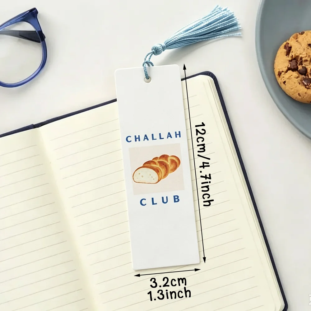 5pcs Challah Club Bookmark with Tassel Challah Bread Design Jewish Art Print Book Lover Gift Shabbat Shalom Hanukkah Passover