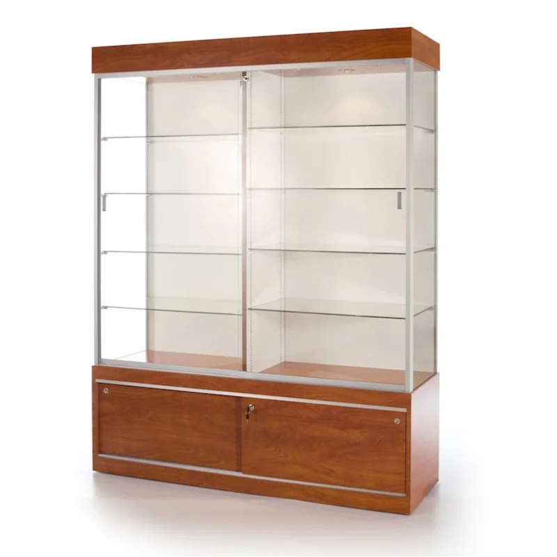 

custom.Custom wood grain colored glass display cabinet for shopping center