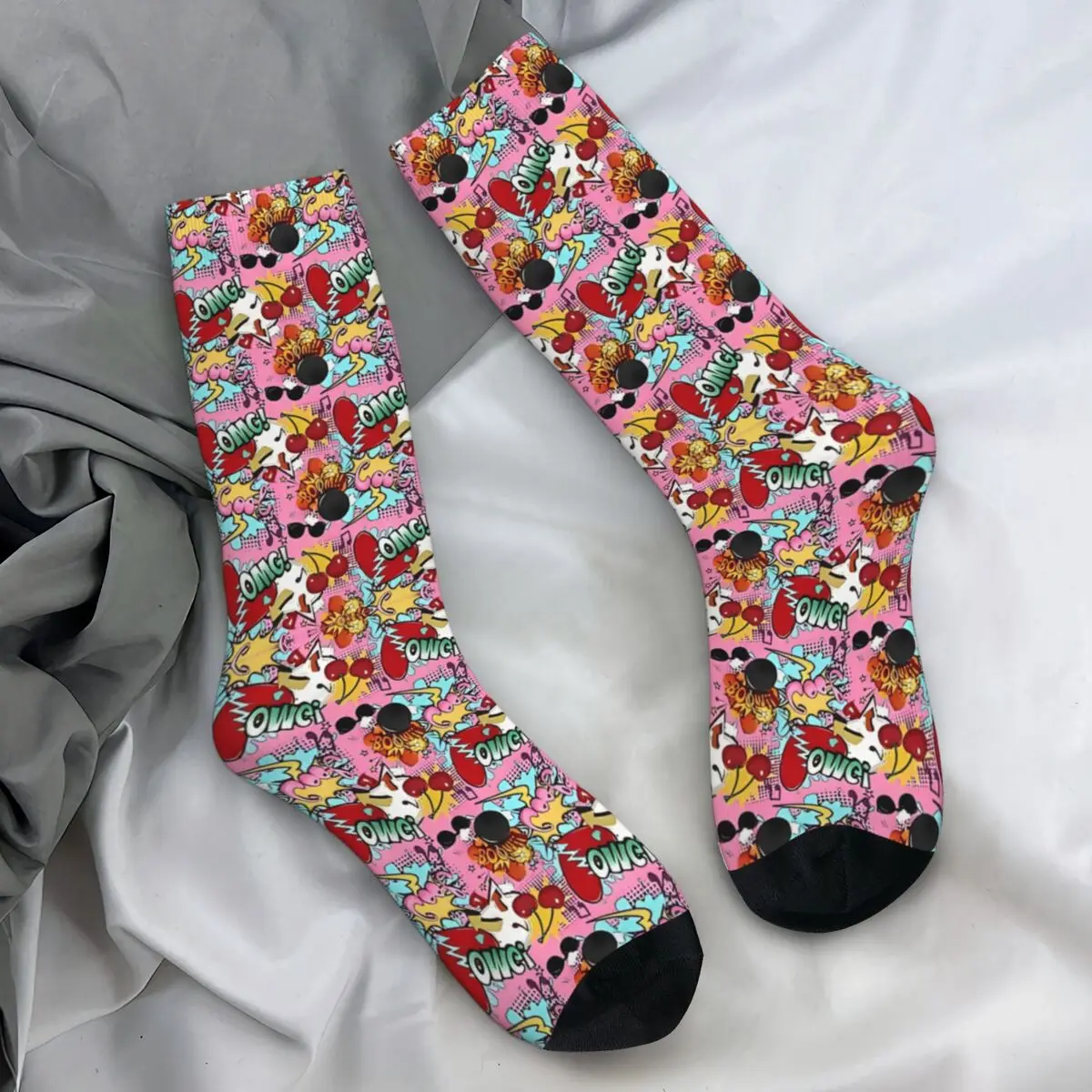 Comic Book Explosion Vintage Graffiti Art Pattern Stockings Printed Korean Socks Autumn Non-Slip Socks Men Outdoor Socks