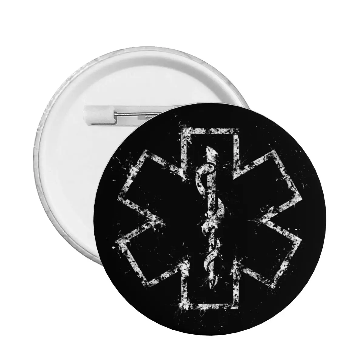 Star Of Life Emt Round Button Pin for Backpack Customizable Emt Paramedic Medical Pinback Badge Brooch