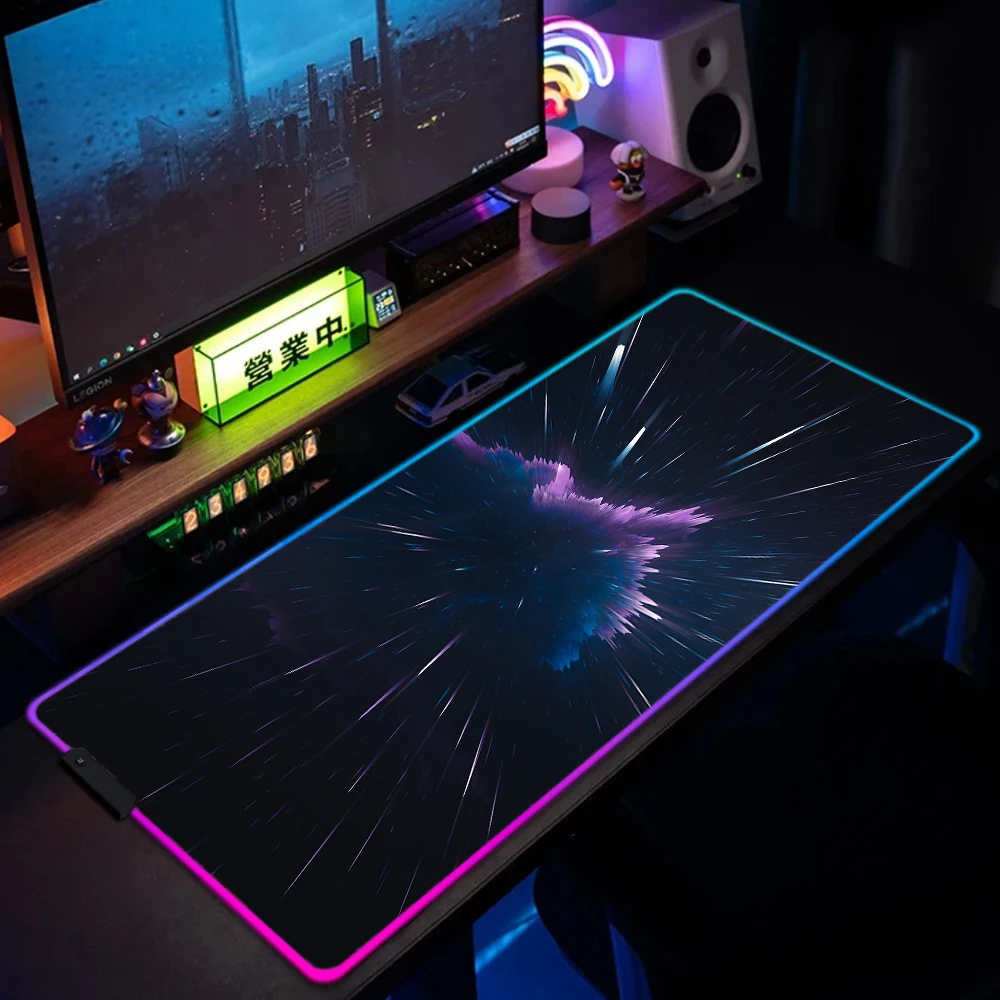 RGB Gaming Mouse Pad with space galaxy design and LED lighting