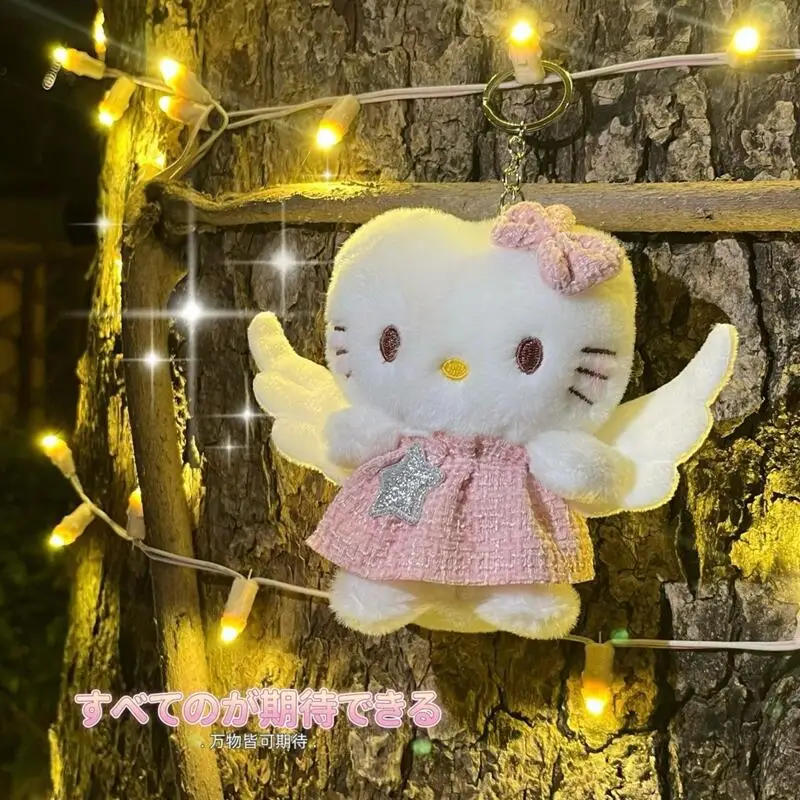 Sanrio Hello Kitty Pluszowa lalka Śliczna kreskówka KT Kot ze skrzydłami Tornister Dekoracja Brelok Modna dekoracja pokoju Prezenty świąteczne