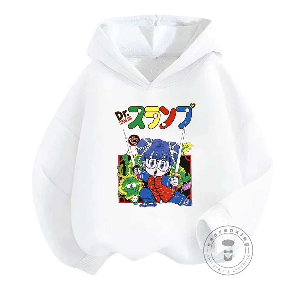 New Fall 2024 Anime Dr.Slump Arale Angel Wings Cute Cartoon Kids Hoodies Baby Boys Girls Sweatshirts Children Pullover Clothes