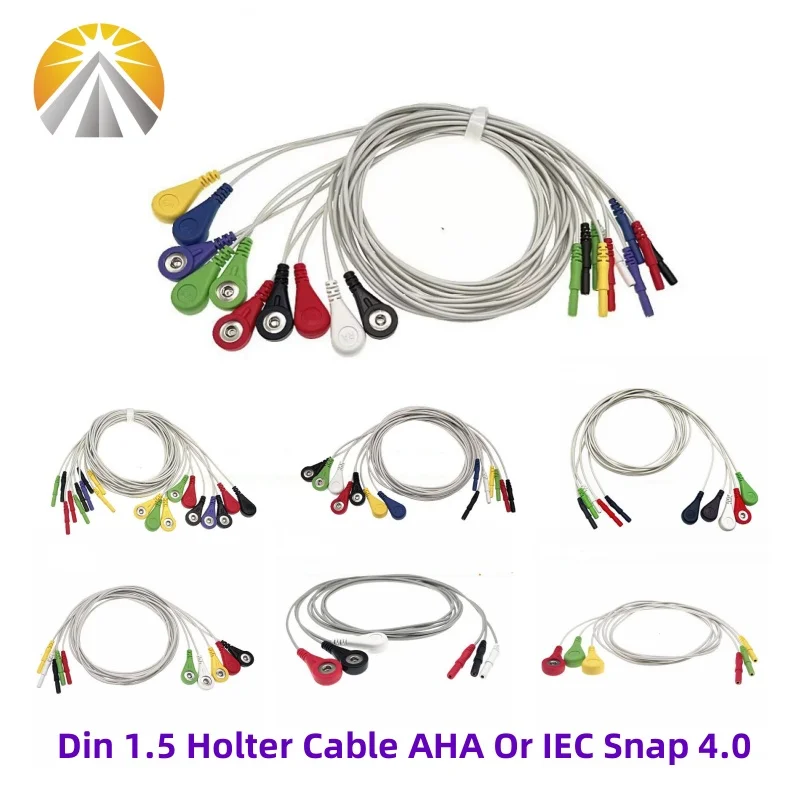 

Holter Cable Din 1.5 MM ECG Leadwires 3LD 5LD 7LD 10LD AHA Or IEC Standard Snap 4.0 For Holter Recorder Instrument