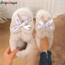 Women's Winter Snow Boots Platform Plus Velvet Warm Cotton Shoes Ladies sweet Bow Designer Non-Slip Short Boots Zapatos De Mujer