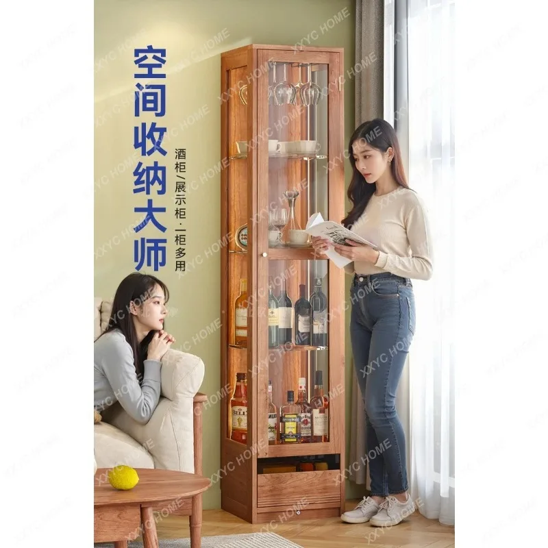 XX Solid wood display cabinet Living room against the wall Household glass door  high-end wine cabinet
